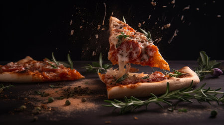 Hot pizza background. Illustration Generative AIの素材