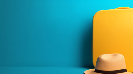 Travel background with suitcase. Illustration Generative AIの素材
