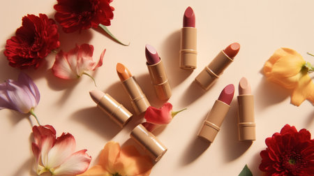 Fashion colorful lipsticks. Illustration Generative AIの素材