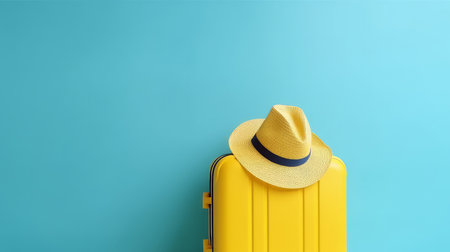 Travel background with suitcase. Illustration Generative AIの素材
