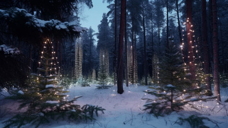 Magic forest background. Illustration Generative AIの素材