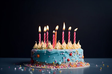 Birthday background with cake. Illustration Generative AIの素材