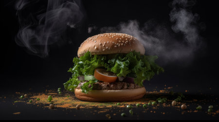 Tasty beef burger. Illustration Generative AIの素材