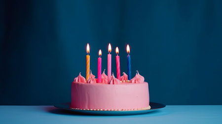 Birthday cake minimal background. Illustration AI Generativeの素材