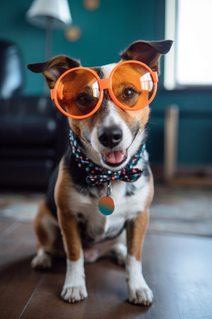 Cute happy dog portrait. Illustration Generative AIの素材