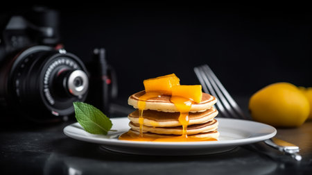 Sweet pancakes. Illustration Generative AIの素材