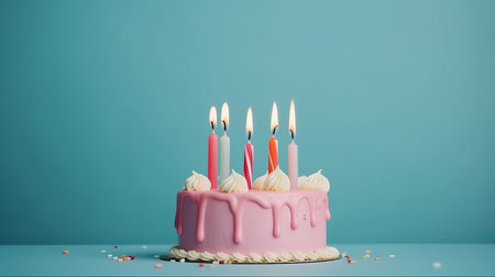 Birthday cake minimal background. Illustration AI Generativeの素材