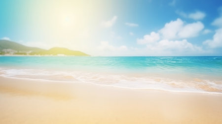 Summer ocean beach background. Illustration Generative AIの素材
