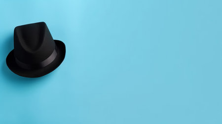 Blue background with black men's hat. Illustration Generative AIの素材