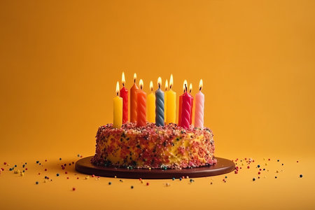 Birthday background with cake. Illustration Generative AIの素材