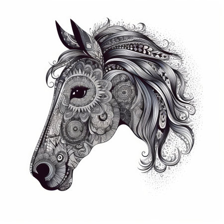 Pony in mandala style. Illustration Generative AIの素材