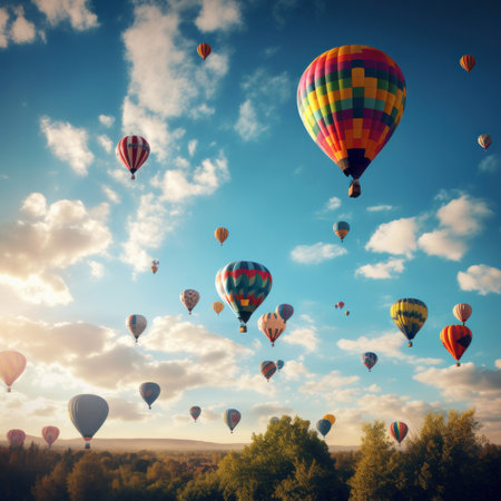 air balloon background. Illustration Generative AIの素材