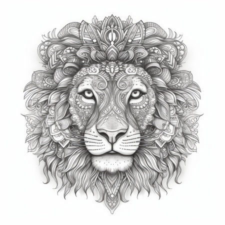 Lion in mandala style. Illustration Generative AIの素材