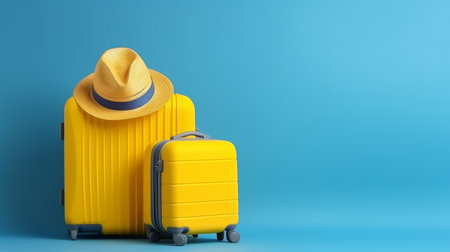 Travel background with suitcase. Illustration Generative AIの素材