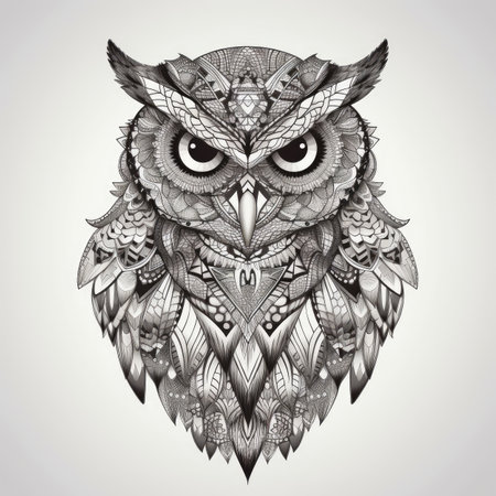 Owl in mandala style. Illustration AI Generativeの素材