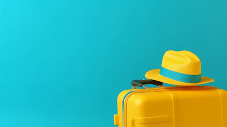 Travel background with suitcase. Illustration Generative AIの素材