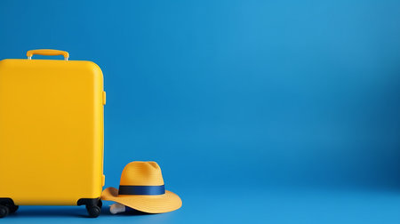 Travel background with suitcase. Illustration Generative AIの素材