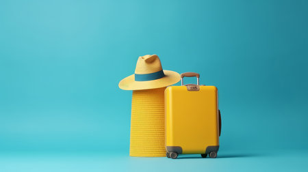 Travel background with suitcase. Illustration Generative AIの素材