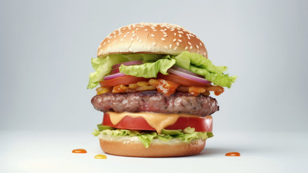 Tasty beef burger. Illustration AI Generativeの素材