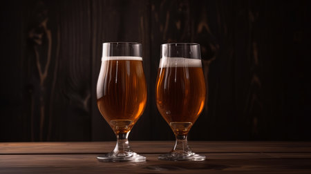 Dark beer glasses background. Illustration Generative AIの素材