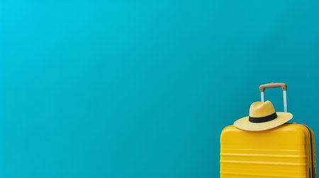 Travel background with suitcase. Illustration Generative AIの素材