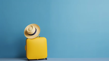 Travel background with suitcase. Illustration Generative AIの素材