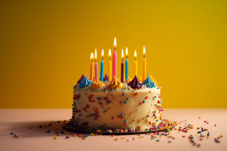Birthday background with cake. Illustration Generative AIの素材