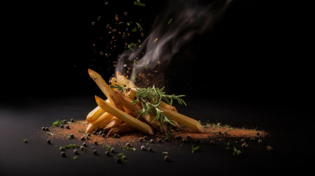 Tasty hot french fries. Illustration Generative AIの素材