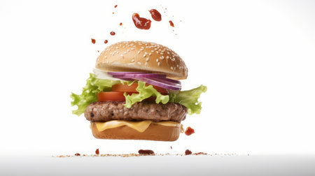 Tasty beef burger. Illustration AI Generativeの素材