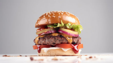 Tasty beef burger. Illustration AI Generativeの素材
