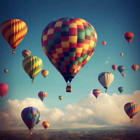 air balloon background. Illustration Generative AIの素材