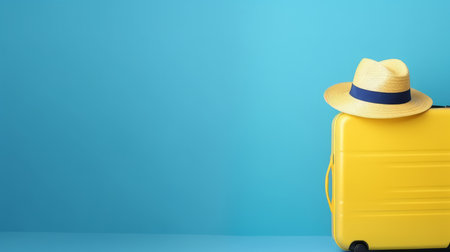 Travel background with suitcase. Illustration Generative AIの素材