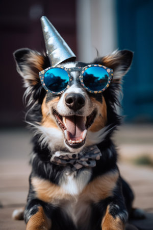 Cute happy dog portrait. Illustration Generative AIの素材