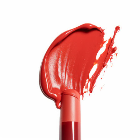 Red lipstick swab. Illustration Generative AIの素材