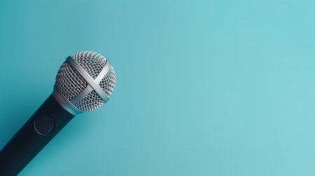 Vivid minimalist background with microphone. Illustration Generative AIの素材