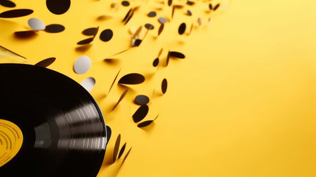 Music background with vinyl records. Illustration Generative AIの素材