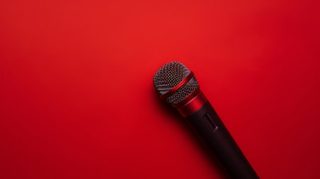 Vivid minimalist background with microphone. Illustration Generative AIの素材