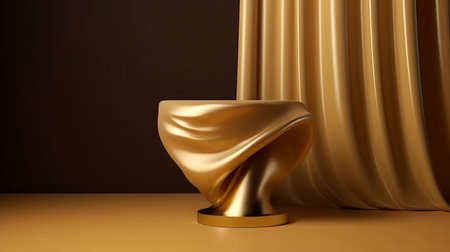 Golden luxury curtain. Illustration Generative AIの素材