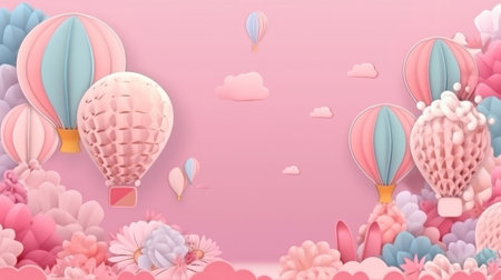 Pink air balloons background. Illustration Generative AIの素材