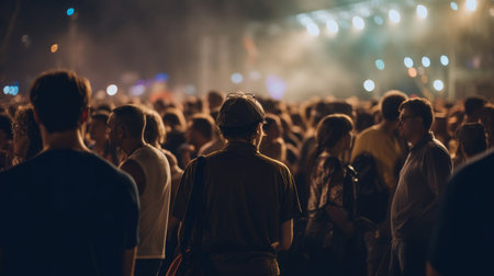 Crowd at concert. Illustration Generative AIの素材