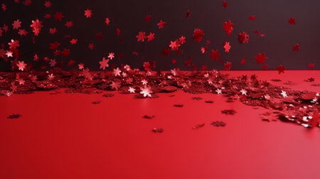 Red background with confetti. Illustration Generative AIの素材