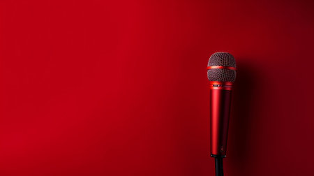 Vivid minimalist background with microphone. Illustration Generative AIの素材