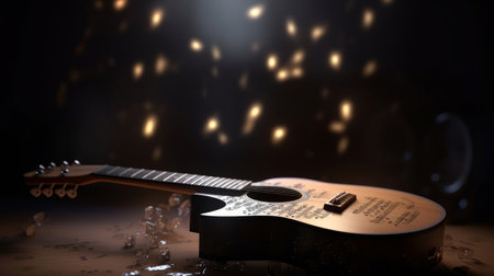 Music background with guitar. Illustration Generative AIの素材