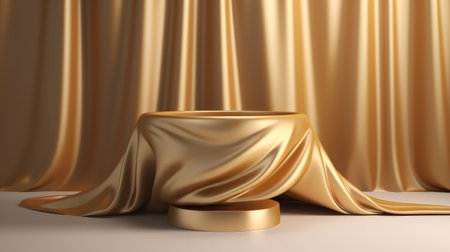 Golden luxury curtain. Illustration Generative AIの素材