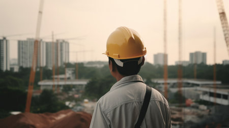 construction worker. Illustration Generative AIの素材