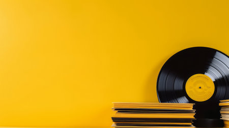 Music background with vinyl records. Illustration Generative AIの素材