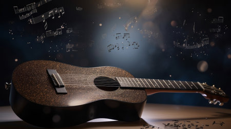 Music background with guitar. Illustration Generative AIの素材