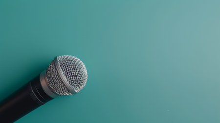 Vivid minimalist background with microphone. Illustration Generative AIの素材