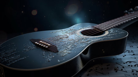 Music background with guitar. Illustration Generative AIの素材