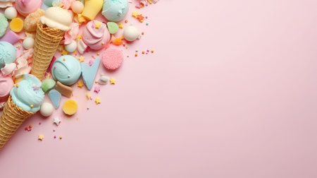 Vivid Ice cream background. Illustration Generative AIの素材